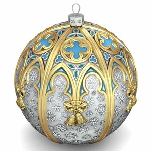 Серебряный елочный шар "Мадонна" с позолотой и эмалью